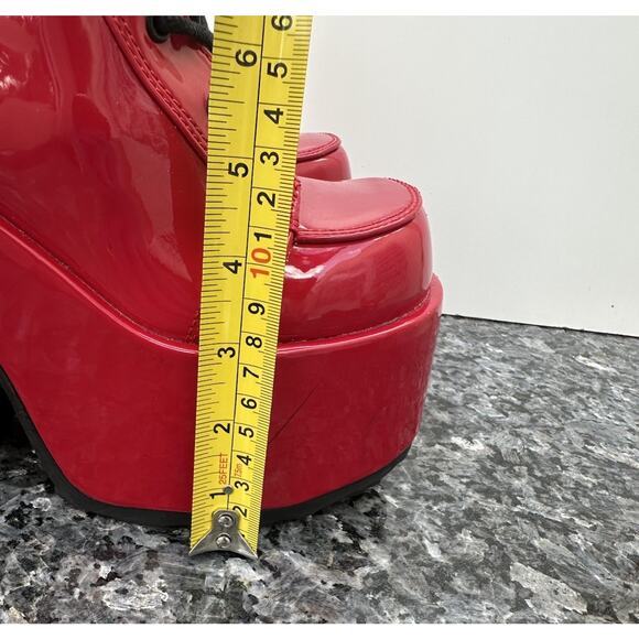 Demonia Camel 203 Red Patent Leather Platform Boots Women's Size 7 - Picture 9 of 15